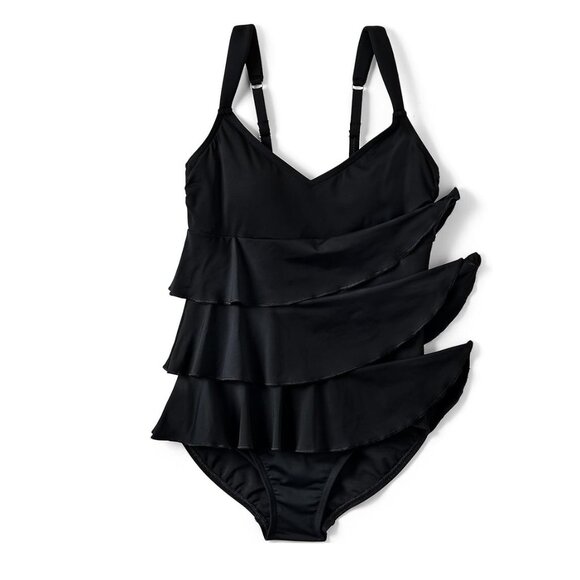 NWT Lands' End Womens Smoothing Ruffle Fauxkini One Piece Swimsuit Size 2-18 CL1 - Picture 5 of 5